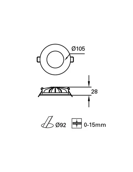 Downlight empotrable HIDE TC-0215-BLA 24x LED 6.5W 890 lm blanco mate, Lámparas modernas