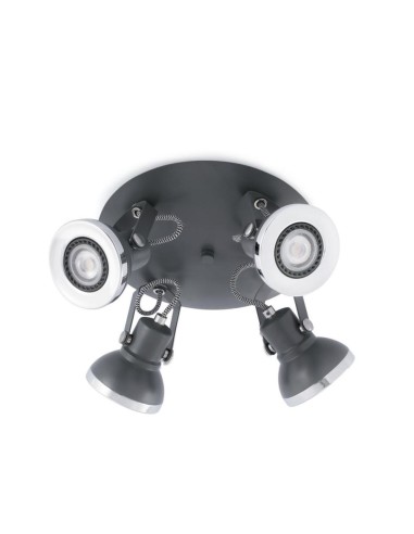 Plafón moderno FARO RING 40560 gris oscuro 4xGU10, Plafones de techo