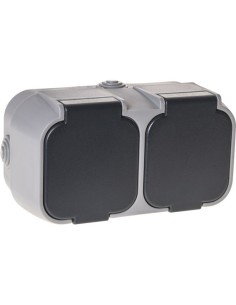 Doble base Monobloc Schuko con protección Bert Lumit H2-B52GM