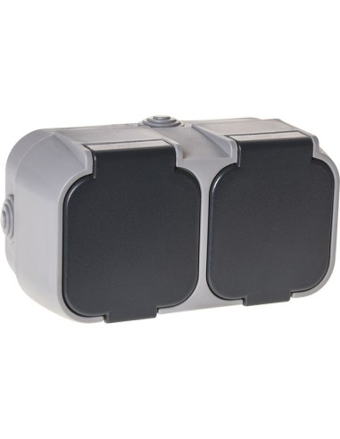 Doble base Monobloc Schuko con protección Bert Lumit H2-B52GM