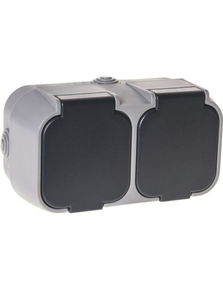 Doble base Monobloc Schuko con protección Bert Lumit H2-B52GM