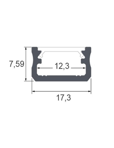 Perfil tira led Surface Profile GRUSUP01B Interlusa