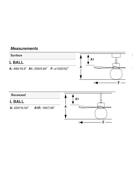 Ventilador Amelia Ball L Recessed 33760R2W Faro