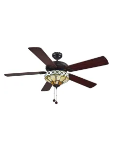 Ventilador rustico NEVADA 75056 SULION Ø132cm marron 5 palas 2xE27, Ventiladores rústicos
