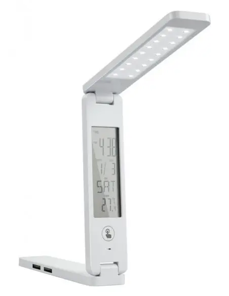 Sobremesa plegable led SULION CURIE 982321 calendario alarma y termometro, Sobremesas