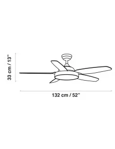 Ventilador de techo Mistral Blanco, ø132cm LED 24W, Mando a distancia, Regulable Kelvin, Ventiladores de techo con luz