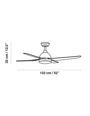 Barine Ventilador de techo Blanco ø132cm LED 24W, Mando a distancia, Regulable Kevin, Ventiladores de techo con luz