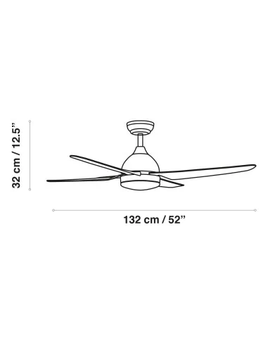 Barine Ventilador de techo Blanco ø132cm LED 24W, Mando a distancia, Regulable Kevin, Ventiladores de techo con luz