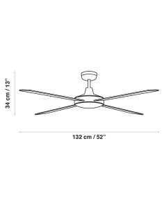Ventilador de techo Tramontana Blanco ø132cm LED 18W + MOTOR DC, Mando a distancia, Ventiladores sin luz