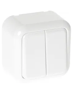 Interruptores dobles Ancient 2 Teclas Blanco 6x6x4 MEH3-A210MBR FABRILAMP, Interruptores y enchufes