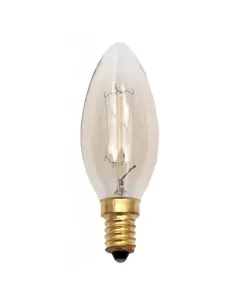 Bombilla Incandescencia Vintage Vela 40w E14 35dx96 Calida 071422401 FABRILAMP, Bombillas filamento y decorativas