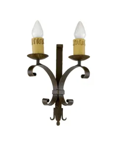 Apliques de pared Rustico Rueda 2l 2xe27 60w(37x26 92 627/2 FABRILAMP, Lámparas rústicas