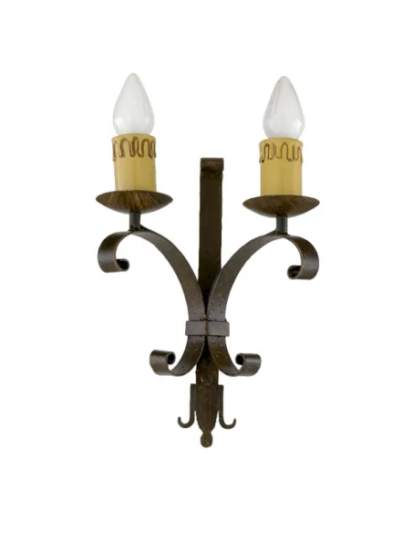Apliques de pared Rustico Rueda 2l 2xe27 60w(37x26 92 627/2 FABRILAMP, Lámparas rústicas