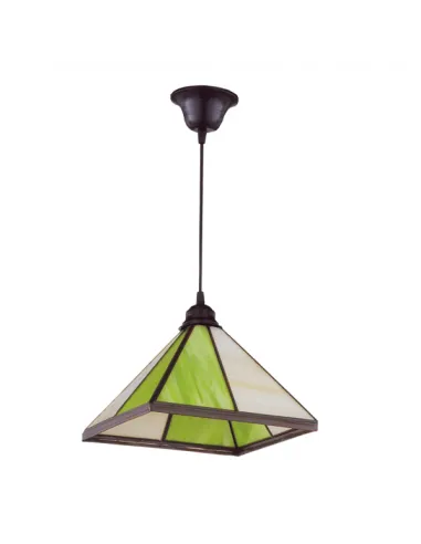 Lámparas de techo colgantes Farol Piramide Pistacho 1xe27 Regx27 1 975-PISTACHO FABRILAMP, Lámparas rústicas