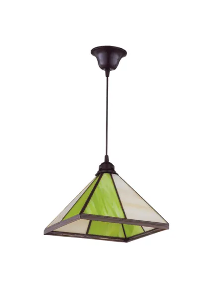 Lámparas de techo colgantes Farol Piramide Pistacho 1xe27 Regx27 1 975-PISTACHO FABRILAMP, Lámparas rústicas