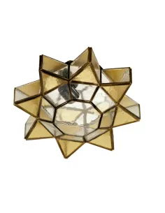 Plafon/aplique 1 Luz Ambar/cuero 36x36x13 2 961-AMBAR FABRILAMP, Plafones de techo