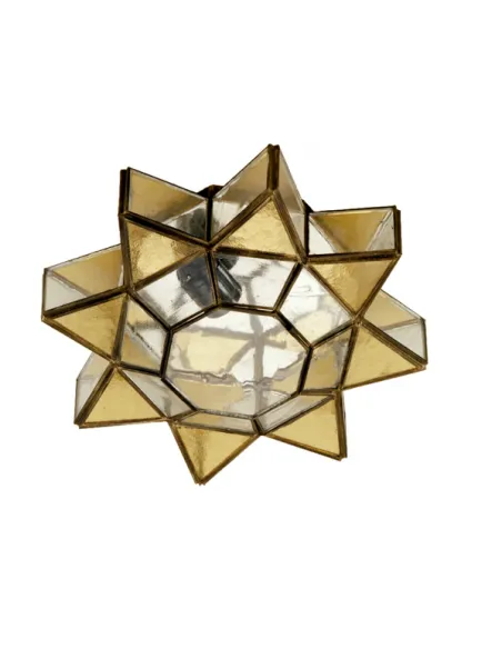 Plafon/aplique 1 Luz Ambar/cuero 36x36x13 2 961-AMBAR FABRILAMP, Plafones de techo