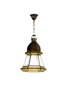 Lámparas de techo colgantes Grande 1 L Ambar/cuero 45x30 2 964-AMBAR FABRILAMP, Lámparas rústicas