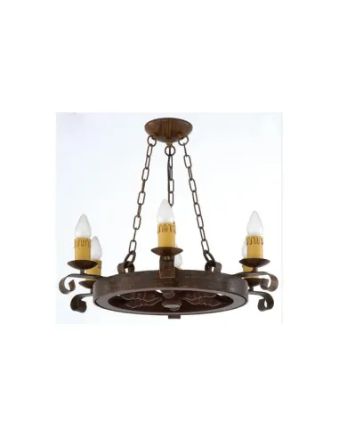 Lampara Rustico Rueda 5l 5xe27 60w(68x55 92 527/5 FABRILAMP, Lámparas rústicas