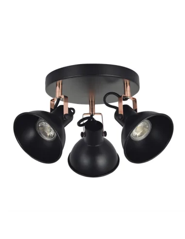 Plafon Arabia 3xgu10 Negro/cobre Bombillas No Incluidas 114483009 fabrilamp, Lámparas rústicas