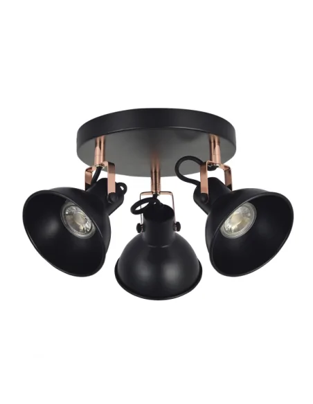 Plafon Arabia 3xgu10 Negro/cobre Bombillas No Incluidas 114483009 fabrilamp, Lámparas rústicas