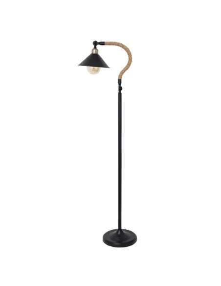 Pie Salon Soga 1xe27 Negro Cuerda De Cañamo 150x40x28 099741002 fabrilamp, Lámparas rústicas