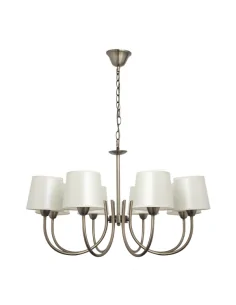 Lampara Guadalajara 8xe14 Cuero Pantalla Beis 121558014 fabrilamp, Lamparas de techo