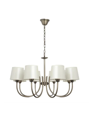 Lampara Guadalajara 8xe14 Cuero Pantalla Beis 121558014 fabrilamp, Lamparas de techo