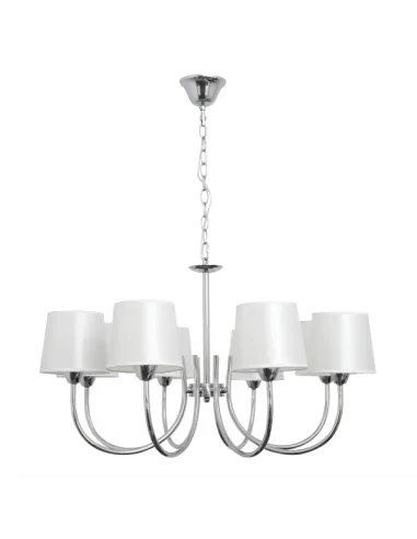 Lampara Guadalajara 8xe14 Cromo Pantalla Blanco 121558020 fabrilamp, Lamparas de techo