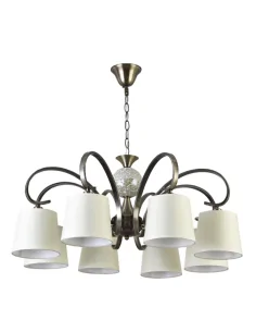 Lampara Concordia 8xe14 Cuero Pantalla Beis REGx75x75 122358014 fabrilamp, Lamparas de techo