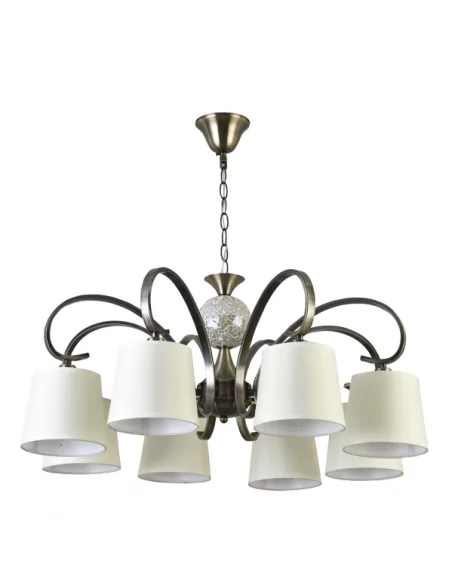 Lampara Concordia 8xe14 Cuero Pantalla Beis REGx75x75 122358014 fabrilamp, Lamparas de techo