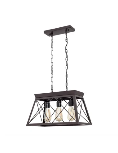 Colgante Nara 3xe27 Marron Regx45x25 121493009 Fabrilamp, Lámparas rústicas