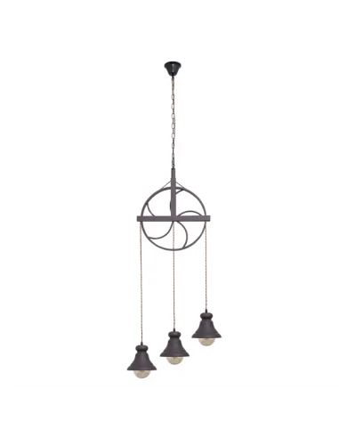 Colgante Rustico Rueca 3xe27 Marron 124693002 Fabrilamp, Lámparas rústicas
