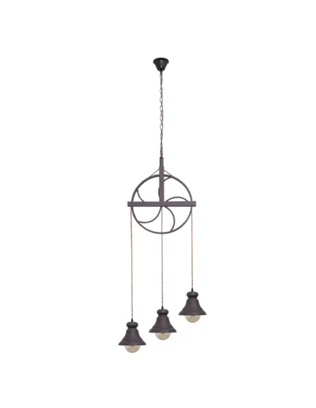 Colgante Rustico Rueca 3xe27 Marron 124693002 Fabrilamp, Lámparas rústicas