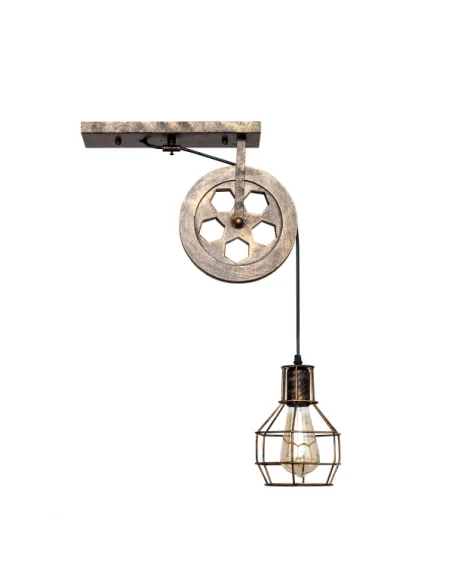 Aplique polea Vintage1xe27 negro oro 124761002 Fabrilamp, Lámparas rústicas