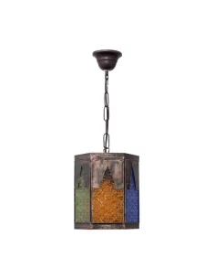 Colgante Artesanal Meknes 1xe27 Marron/colores Regx16,5d Hexagonal 125691002 Fabrilamp, Lámparas rústicas