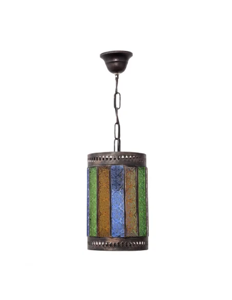 Colgante Artesanal Casablanca 1xe27 Marron/colores Regx18d 125791002 Fabrilamp, Lámparas rústicas