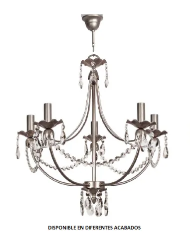 Lámpara forja 5xE14 Ø63cm altura 61cm 1630/5 VELA, Lamparas de techo