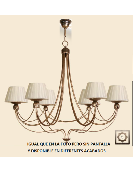 Lámpara forja 6XE14 Ø86cm altura 61cm 32/6 VELA, Lamparas de techo