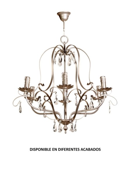 Lámpara forja 6XE14 Ø65cm altura 62cm 377/6 VELA, Lamparas de techo