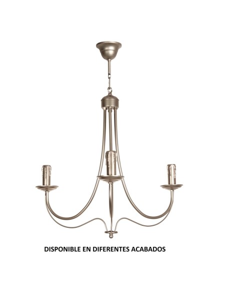 Lámpara forja 3XE14 Ø60cm altura 52cm 50/3 VELA, Lamparas de techo