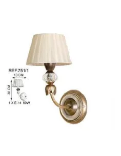 Lámpara forja 1xE14 ancho 13cm alto 30cm 751/1-VELA METAL, Lámparas de forja