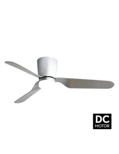 Ventilador de techo Kochi niquel y palas niquel Motor DC Fabrilamp 129191342 Ø132 cm altura 27 cm, Ventiladores de techo con luz