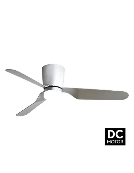 Ventilador de techo Kochi niquel y palas niquel Motor DC Fabrilamp 129191342 Ø132 cm altura 27 cm, Ventiladores de techo con luz