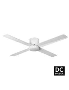 Ventilador de techo Kona blanco y palas blancas Motor DC Fabrilamp 127791401 Ø132 cm altura 35,5 cm, Ventiladores de techo con l