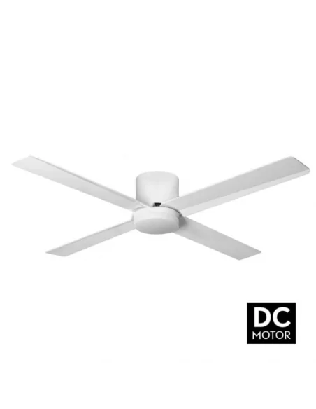 Ventilador de techo Kona blanco y palas blancas Motor DC Fabrilamp 127791401 Ø132 cm altura 35,5 cm, Ventiladores de techo con l