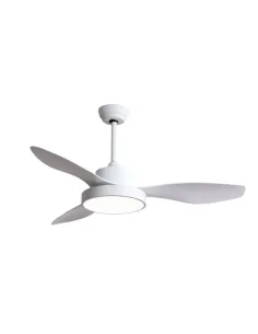 Ventilador de techo Hayate blanco y palas blancas Fabrilamp 128591301 Ø120 cm altura 39 cm, Ventiladores de techo con luz