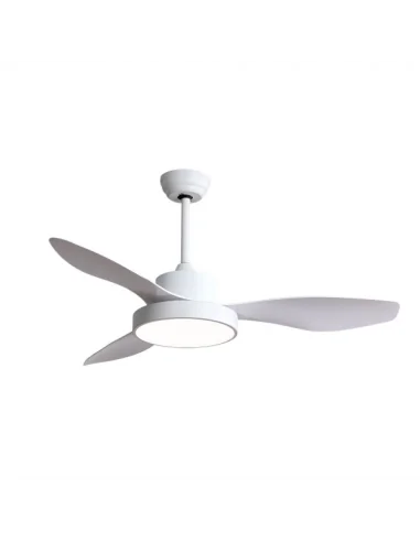 Ventilador de techo Hayate blanco y palas blancas Fabrilamp 128591301 Ø120 cm altura 39 cm, Ventiladores de techo con luz