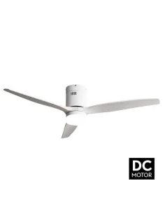 Ventilador de techo Aguilon blanco y palas blancas Motor DC Fabrilamp 128291301 Ø132 cm altura 34 cm, Ventiladores rústicos