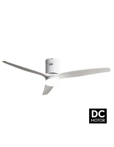 Ventilador de techo Aguilon blanco y palas blancas Motor DC Fabrilamp 128291301 Ø132 cm altura 34 cm, Ventiladores rústicos